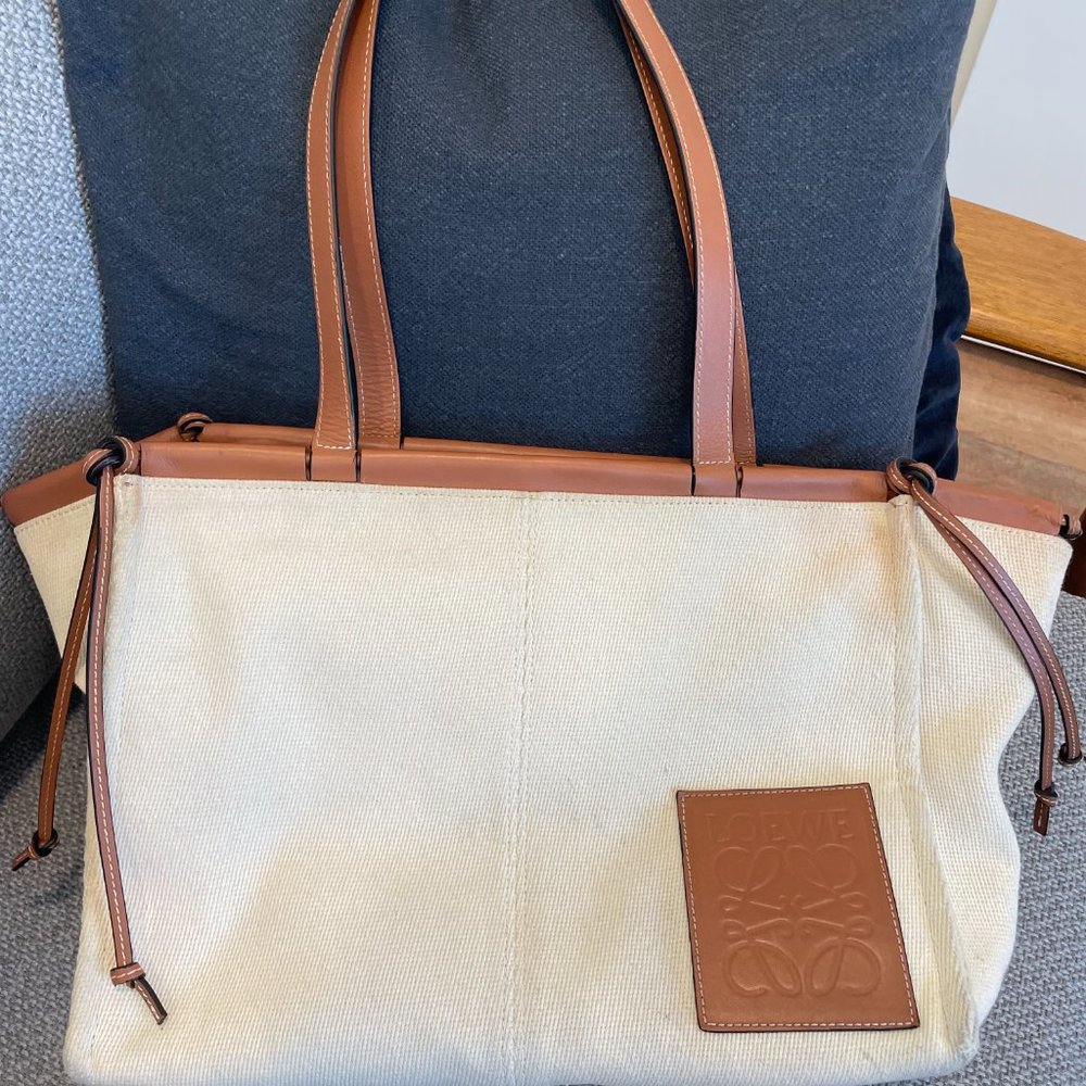 Authentic Loewe Cushion Canvas Tote Bag